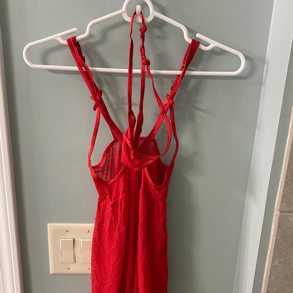 Cupless Red Lingerie with Thong